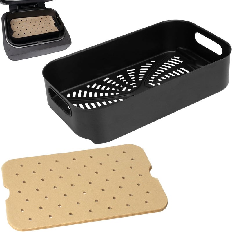 WEBROIL Foodi Air Frying Combo Crisper Basket for Ninja FG551 Smart Indoor Grill, Non-Stick Air Fryer Basket for Ninja Air Fryer Grills DG551/DG651 Accessories, with Disposable Perforated Paper Liners,100PCS - Image 1
